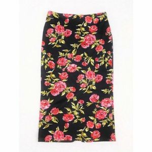 Macy's Black/Roses Made for Impulse Pencil Skirt